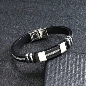 Bracelet Wrist Cuff Bangle Stainless Steel Wire Black Masculine Stylish Trendy